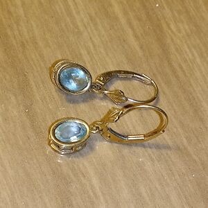 Elegant Gold and Blue Stone Earrings